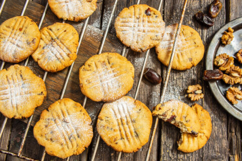 Galletas de mantequilla con nueces y dátiles (sin gluten)